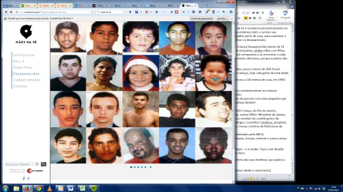 Captura de tela: Associação Mães da Sé - Desaparecidos